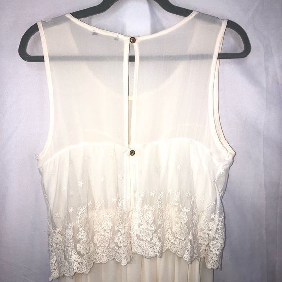 JellaCouture Dress Maxi Button Back Elastic Waist Attached Lace Top Scoop Neck - Picture 4 of 8